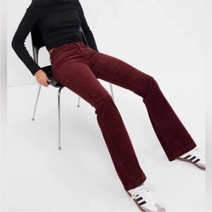 GAP Women’s 70’s Flare High Rise Burgundy Corduroy Pants Size 24 00